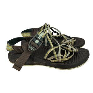 Chaco Strappy Sport Sandals Womens Size 7 Green Yellow Adjustable Strap